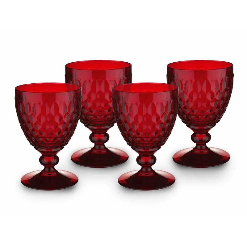 Boston Red Lead-Free Crystal Goblet Set of 4