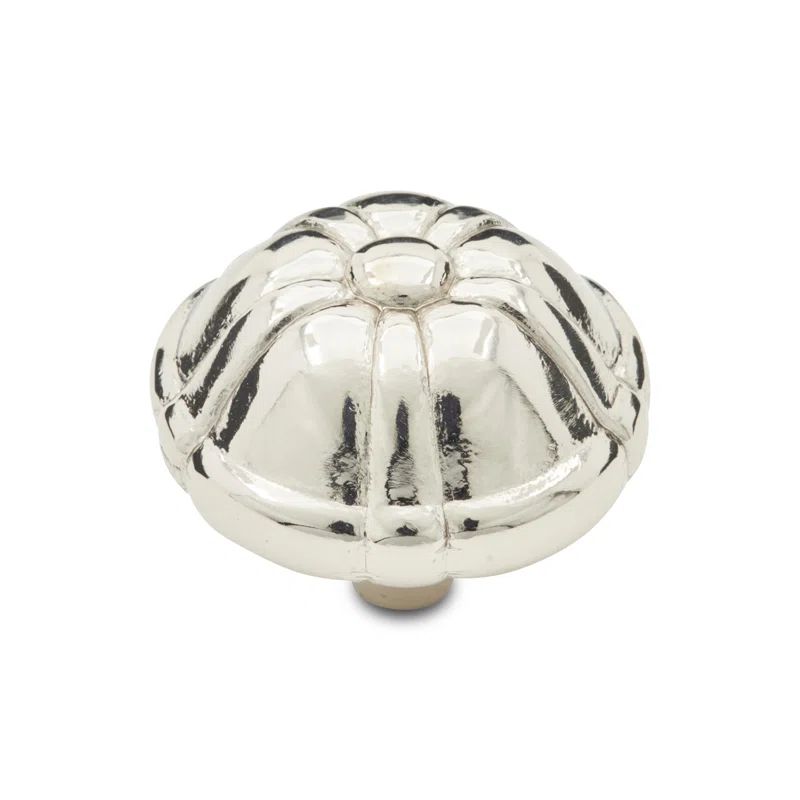 Large Polished Nickel Round Traditional Knob with Mounting Hardware
