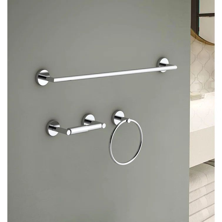 Freya Chrome 3-Piece Stainless Steel Bathroom Hardware Set