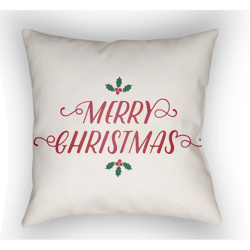 Square Red and White Christmas Throw Pillow