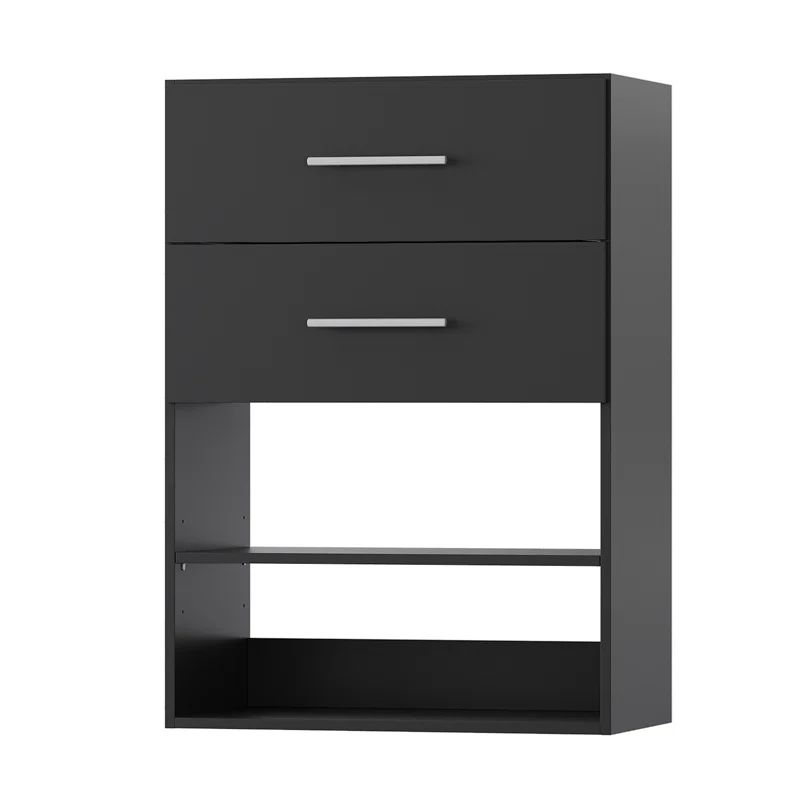 25.5" Black MDF Short Tower Closet Organizer Unit with Drawers