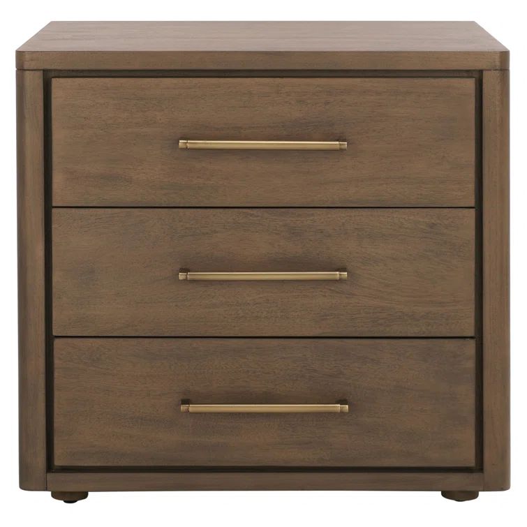 Elegant Atherton Warm Brown Mahogany 3-Drawer Nightstand