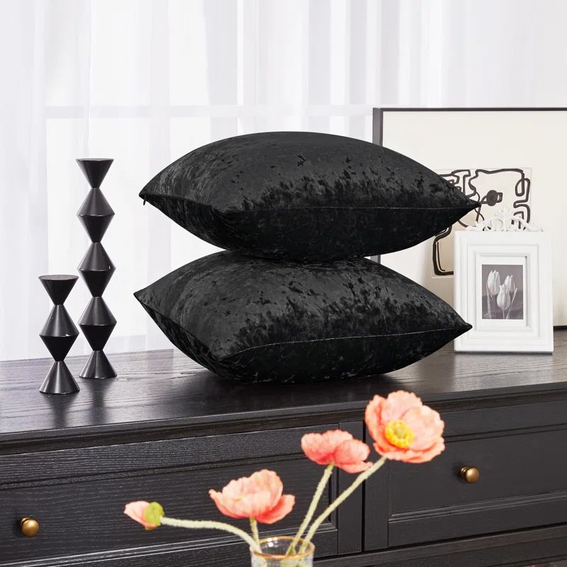 Black Polyester Euro Reversible Pillow Cover 16" x 16"