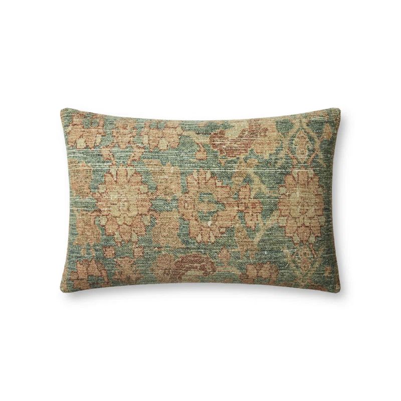 Teal and Terracotta Vintage Rectangular Throw Pillow