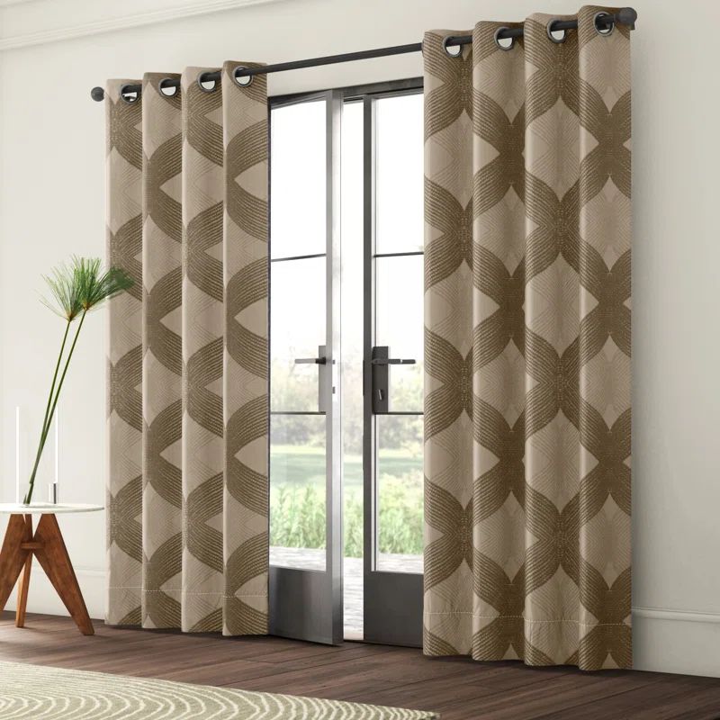 Taupe Polyester Blackout Grommet Puddle Length Window Panel