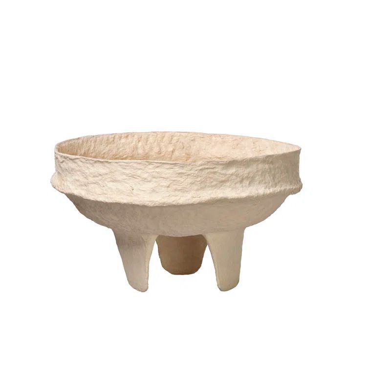 Green Cotton Mâché Low Bowl, 13.25"