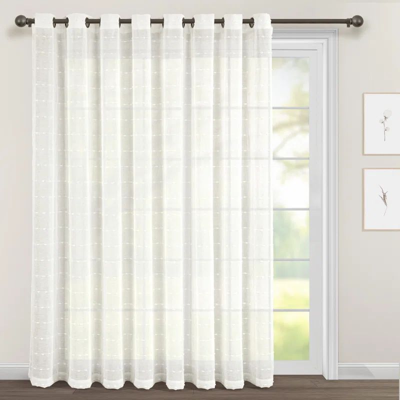 Extra Wide White Sheer Grommet Curtain Panel for Large Windows