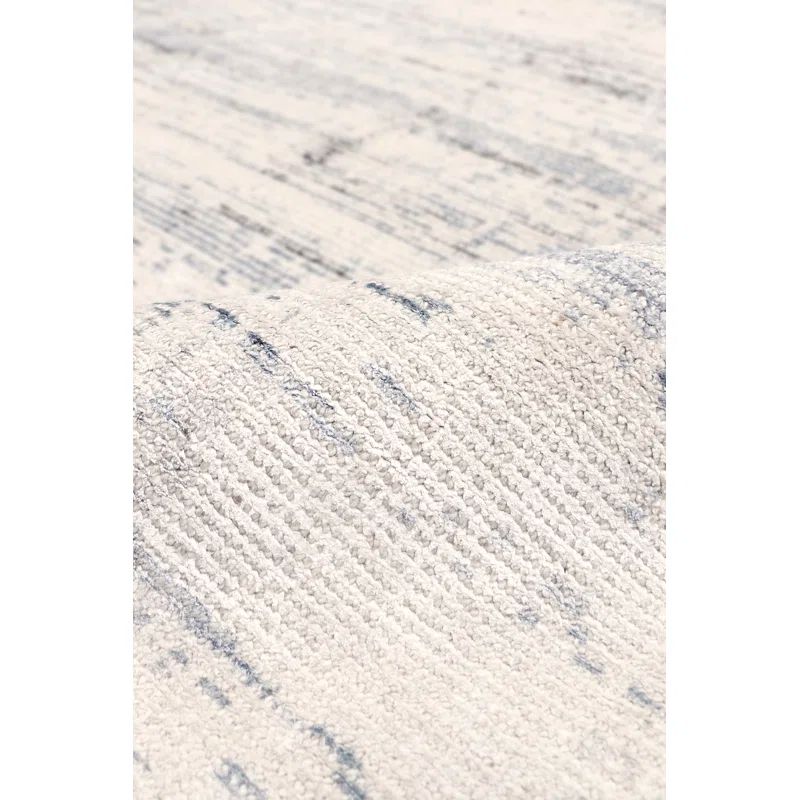 Hand-Loomed Elegance 6' x 9' Blue Wool-Viscose Blend Area Rug