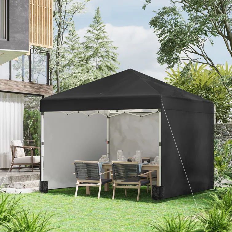 Black 10ft x 10ft Pop Up Canopy Tent with Sidewalls and Carry Bag