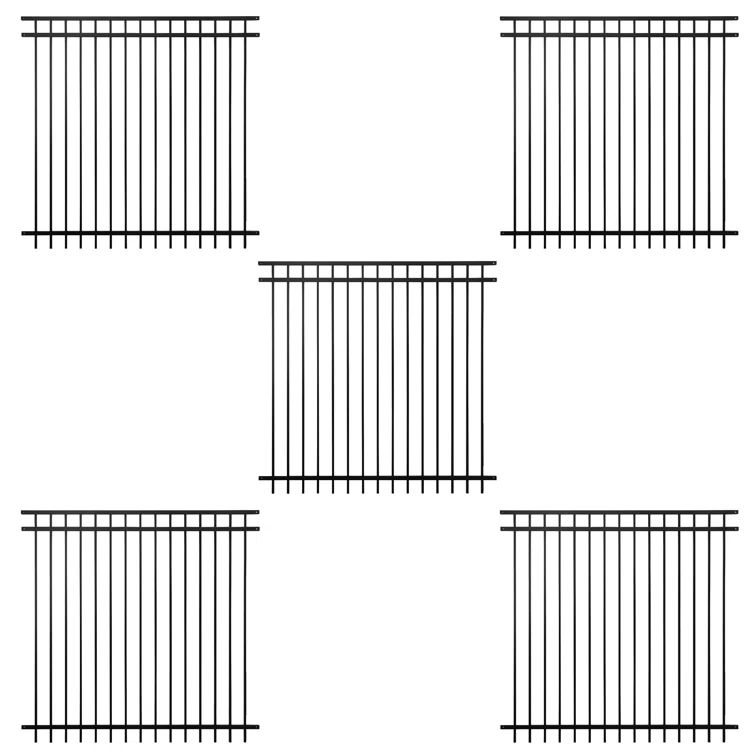 6 ft. x 6 ft. Black Metal Flat Top Fence Panel Pack of 5