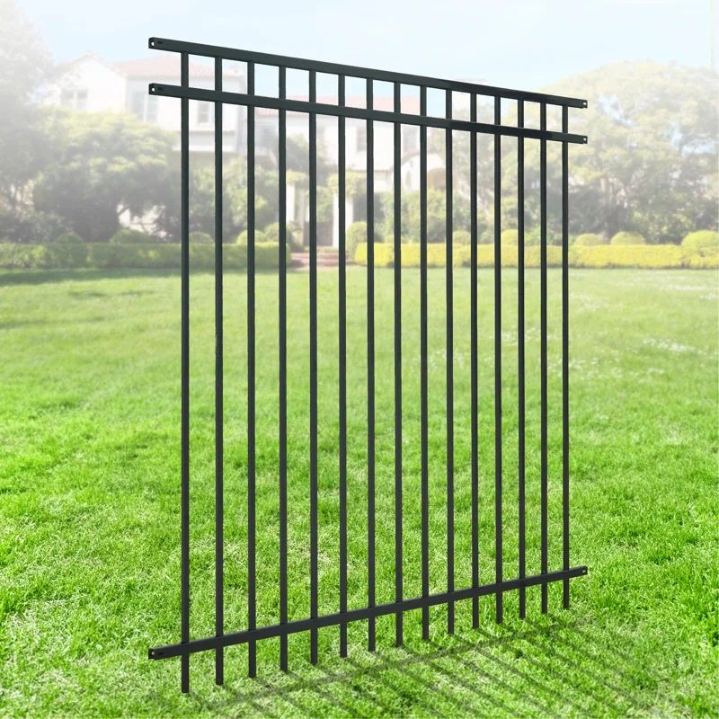 6 ft x 6 ft Black Heavy Duty Metal Fence Panel