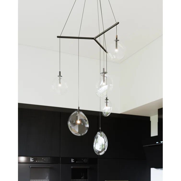 Satin Black 42" Glass LED Indoor/Outdoor Pendant Light