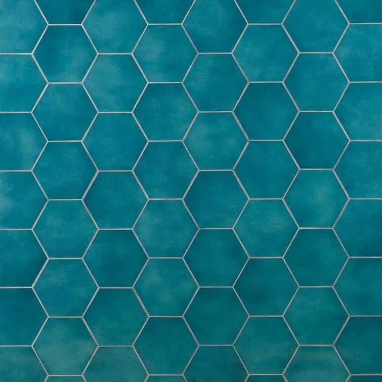 Triton 7" x 8" Glossy Green Hexagon Porcelain Tile