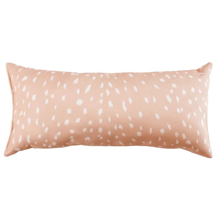 Blush Deer Print Polyester Decorative Pillow, 16x6 Inch