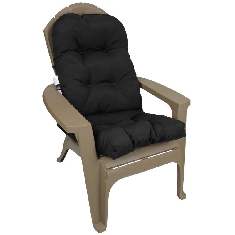 Black Polyester Indoor/Outdoor Adirondack Chair Cushion