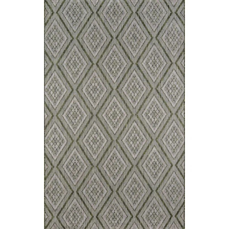 Green Geometric 2' x 3' Synthetic Easy Care Rug