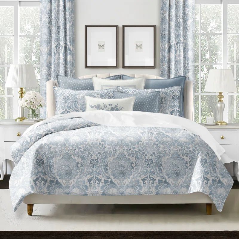 Savannah Cornflower Blue Cotton Full Reversible Comforter Set