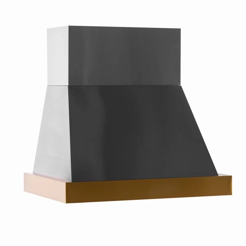 36" Titanium Stainless Steel Wall Mounted Range Hood with Gold Accents