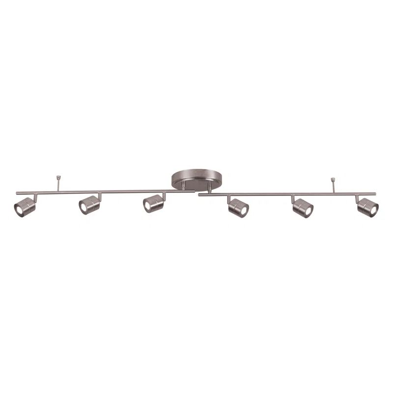 Satin Nickel 6-Light LED Track Fixture with Frosted Lens