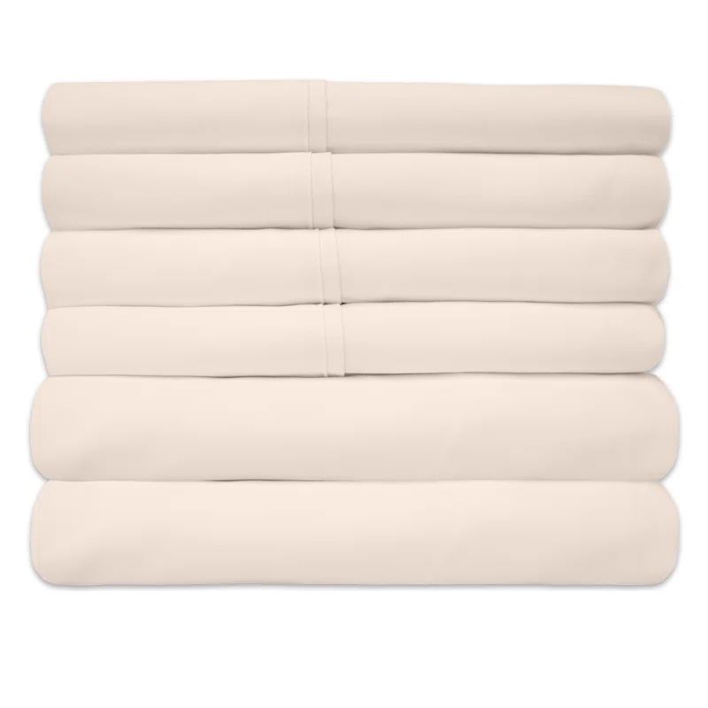 Beige Queen Microfiber Deep Pocket 6-Piece Sheet Set