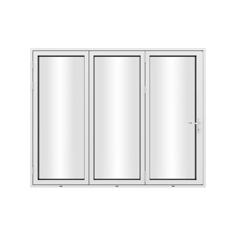 Black Aluminum 96" Folding Patio Door with Glass Panels