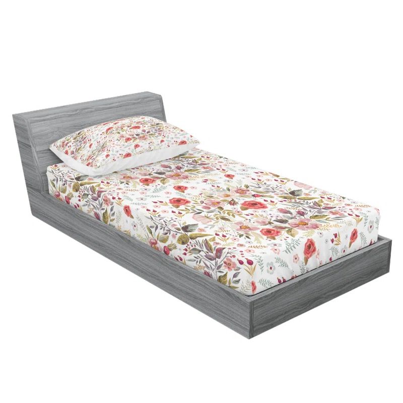 Twin Multicolor Floral Microfiber Bedding Set