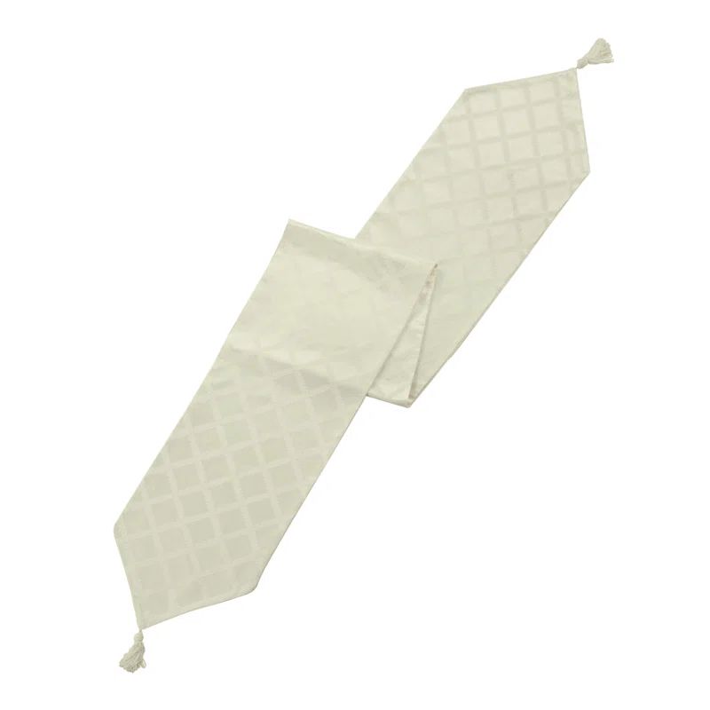 Ivory Polyester Laurel Leaf Rectangle Table Runner