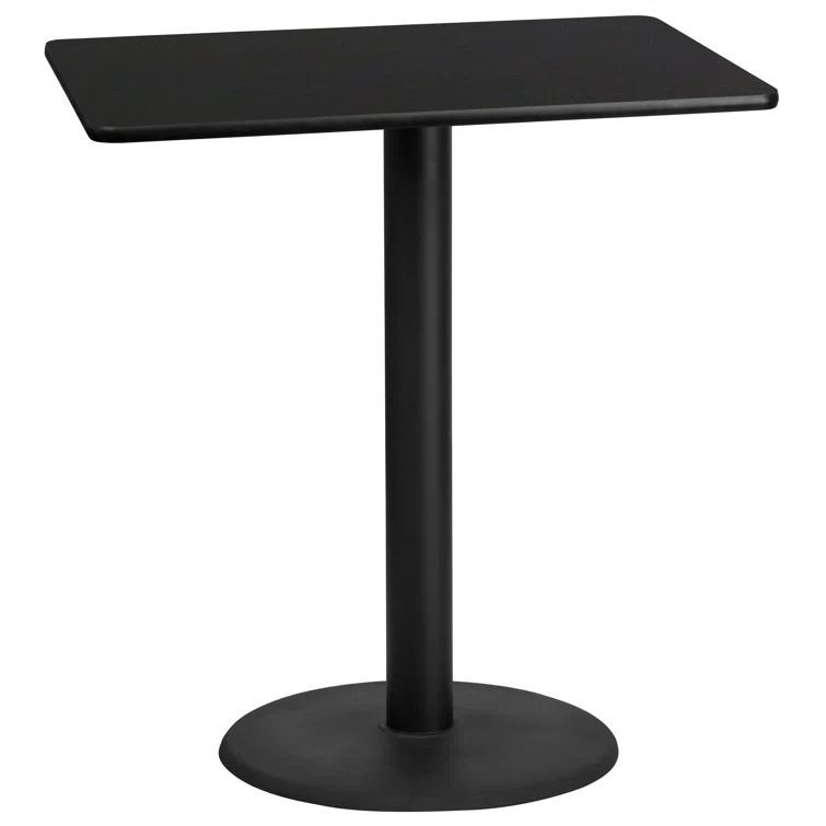 Black Rectangular Laminate Bar Height Table with Round Base