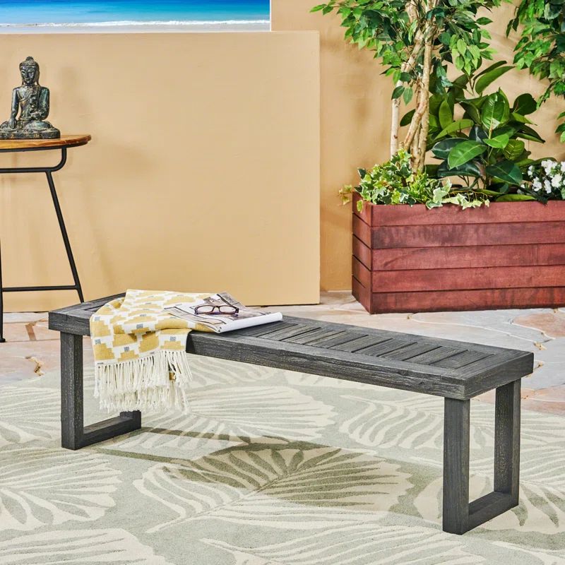 Kemp 49 lb Sandblast Dark Gray Acacia Wood Outdoor Bench