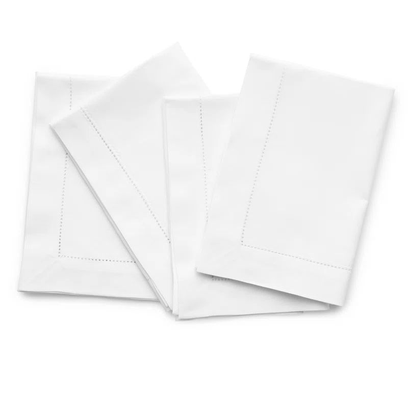 White Cotton Hemstitch Dinner Napkins Set of 4