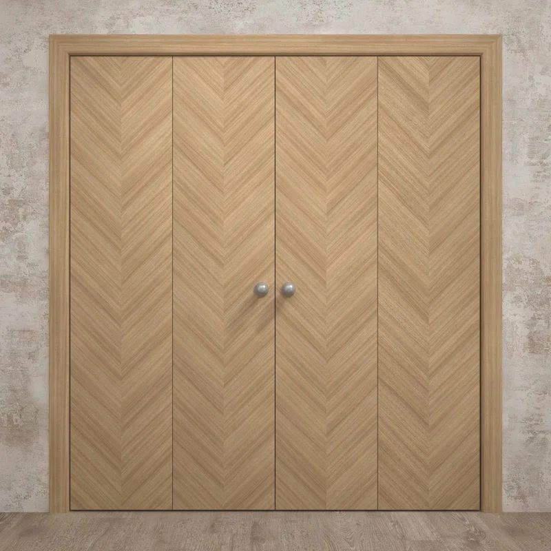 Natural Oak Solid Wood Double Bi-Fold Closet Doors