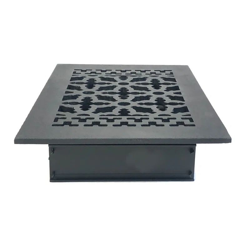 Black Cast Iron Rectangular Decorative Grille with Louver