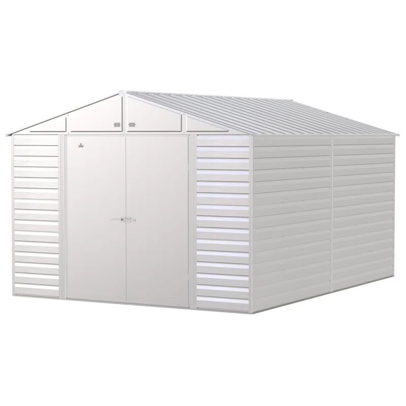 10 ft. x 14 ft. Flute Grey Galvanized Steel Storage Shed