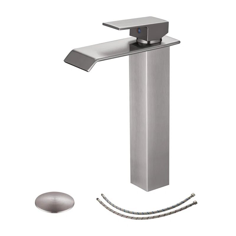 Brushed Nickel Single Handle Vessel Sink Faucet with Drain Kit