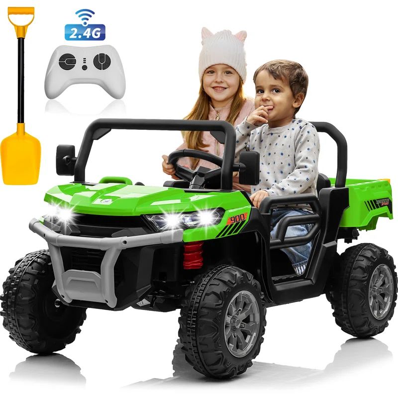 24V Green 2-Seater Kids Ride-On Dump Truck with Remote Control