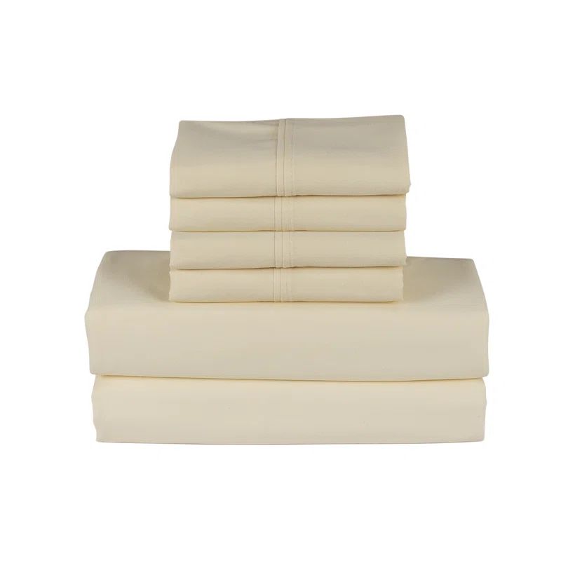 Ivory Bamboo Full/Double 6-Piece Sheet Set with Smart Pockets