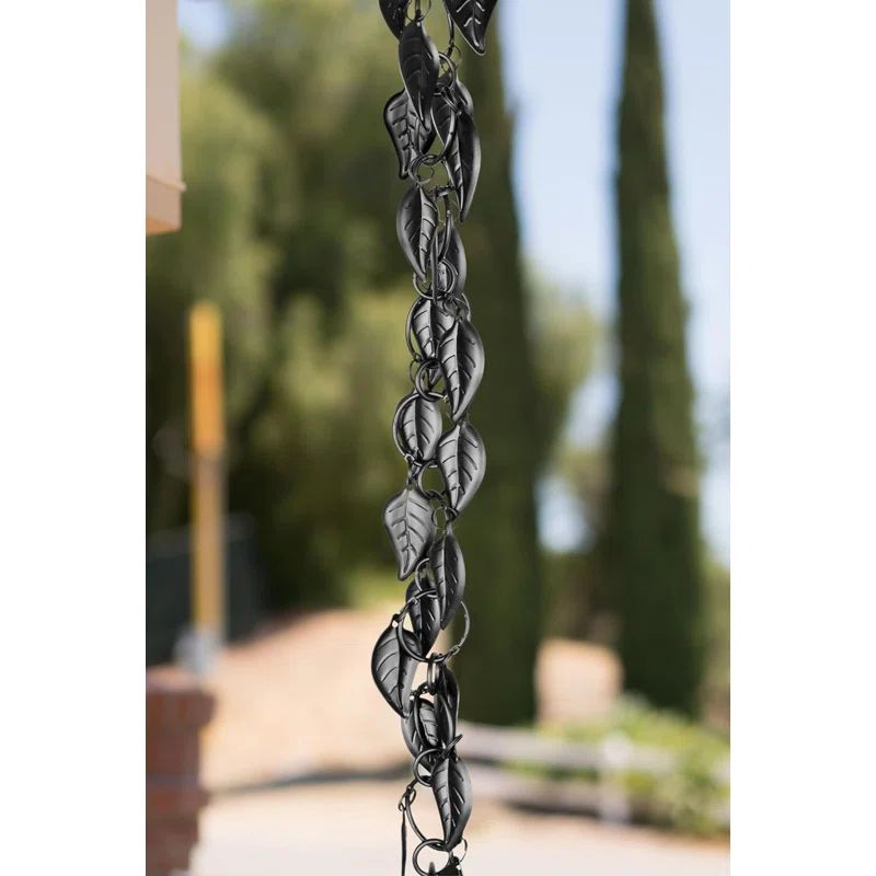 Black Aluminum Cascading Leaves Rain Chain for Gutters