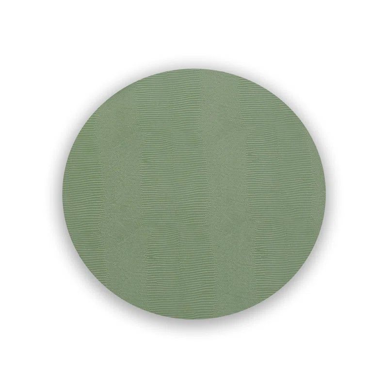 Green and Gray Vinyl Snakeskin Round Placemats, Set of 4