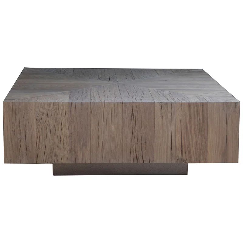 Rustic Gray Oak Square Pedestal Coffee Table