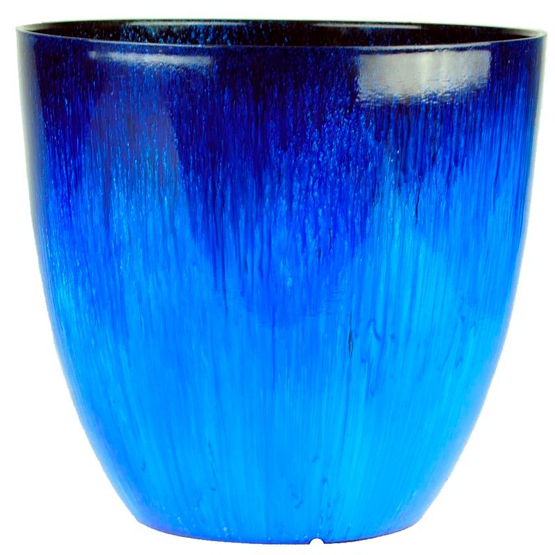 Modern Blue Egg-Shaped Lightweight Indoor/Outdoor Planter, 12"