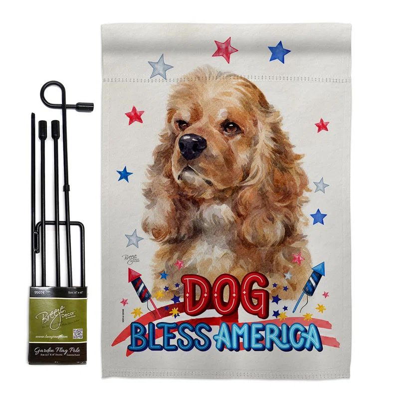 Patriotic Golden Retriever Dog Garden Flag, 13 x 18.5 in, Multicolor Fabric