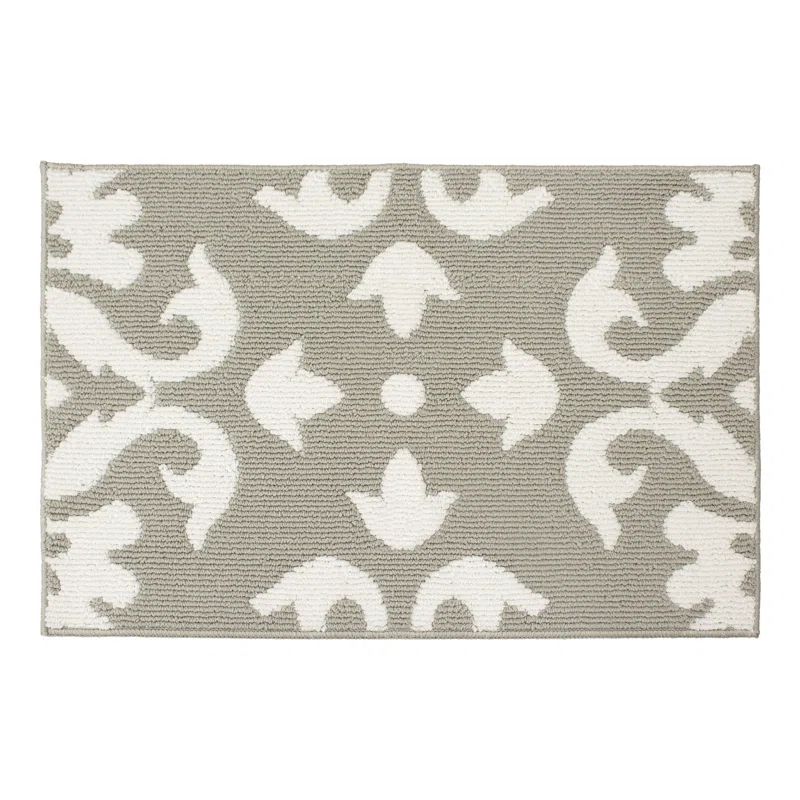 Light Grey & White Geometric Easy-Care Area Rug, 60"x36"