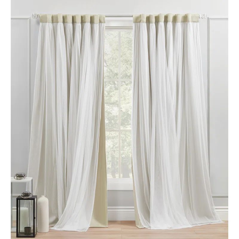 Sand and Cloud Gray Blackout Polyester Pleated Window Panels, 84" x 52"