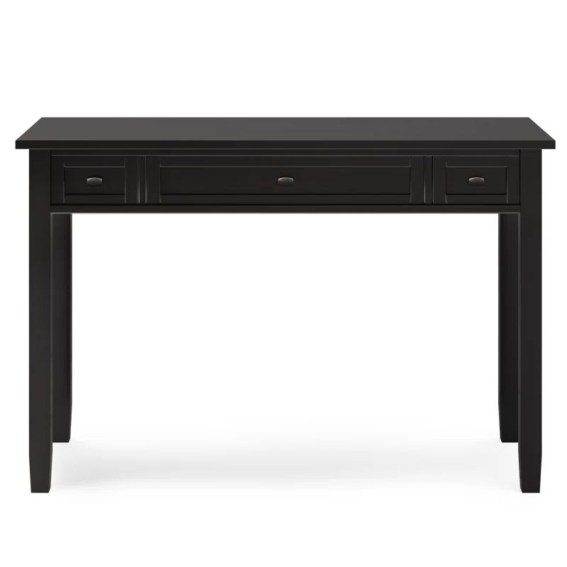 Hickory Brown Solid Wood Desk with Keyboard Tray and Drawers