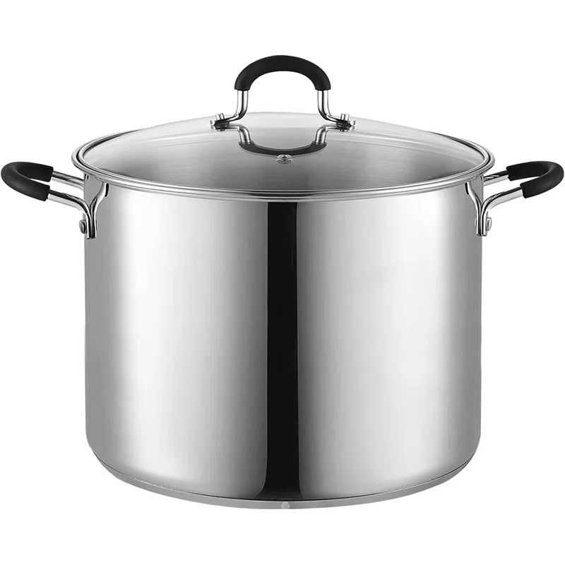 Professional Stainless Steel 24 Quart Stockpot with Glass Lid