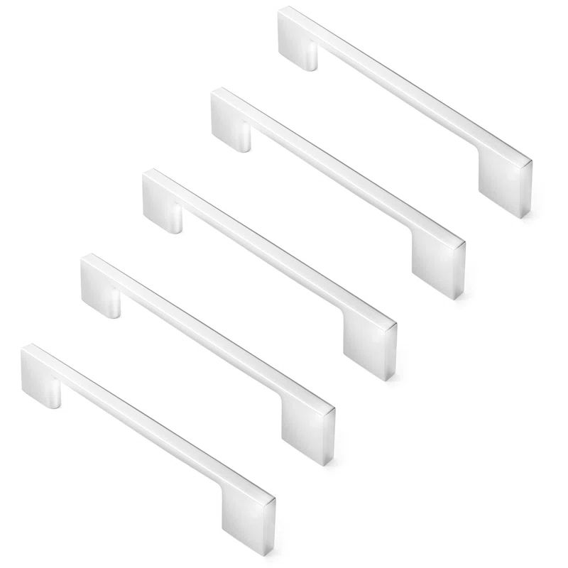Polished Chrome Modern Cabinet Handle Pulls Set of 5
