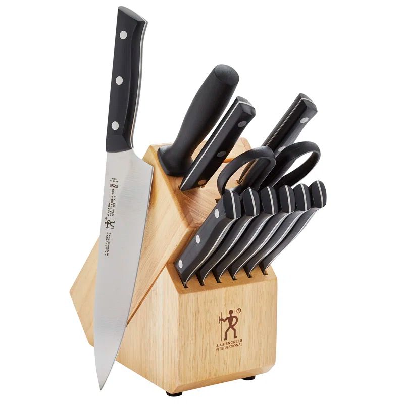 Dynamic 12-Piece Stainless Steel Knife Block Set with Hardwood Block