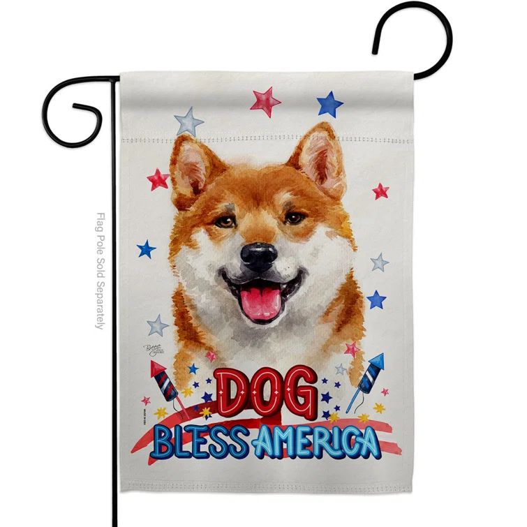 Patriotic Shiba Inu Garden Flag with Double-Sided Design