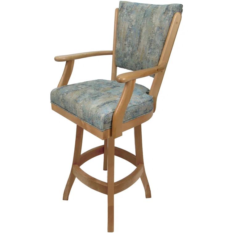 Poet Sky Blue Solid Wood Swivel Counter Stool