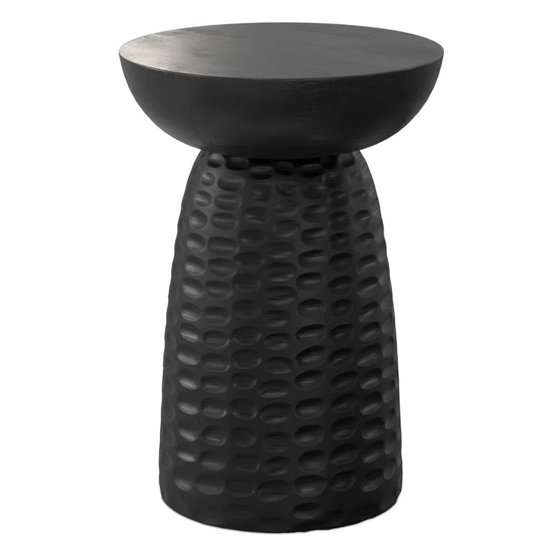 Boyd Black Mango Wood Round Accent Table